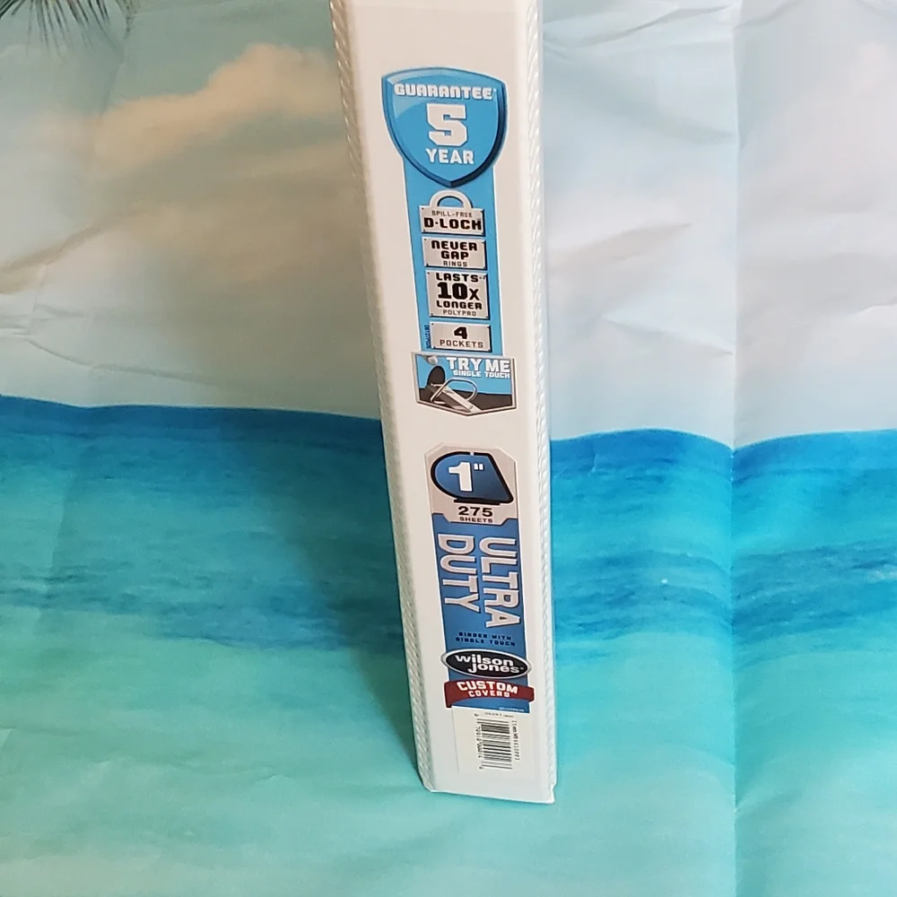 Three ring binder notebook 1 inch heavy duty white